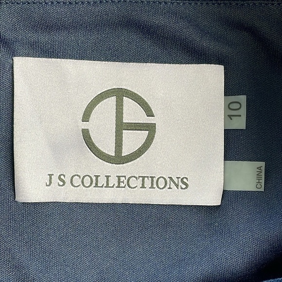 NWT JS Collections Carrie Bateau Gown Navy Blue Embroidered Sequin Sz 10 - Picture 8 of 12